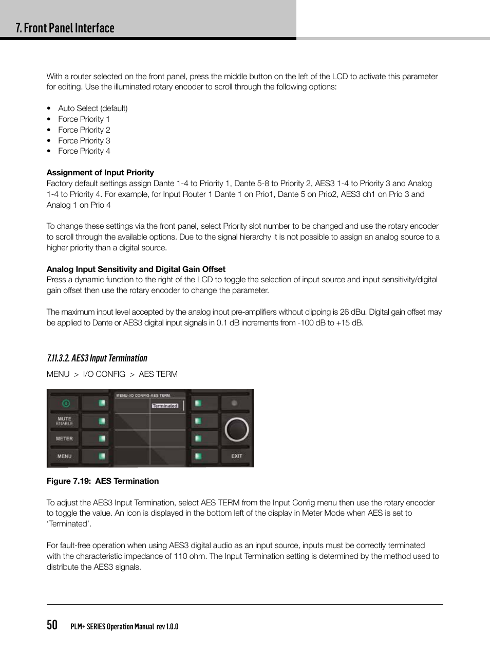 Front panel interface 50 | Lab.gruppen PLM 20K44 User Manual | Page 50 / 92