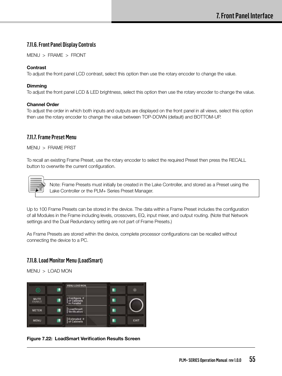 Front panel interface | Lab.gruppen PLM 20K44 User Manual | Page 55 / 92