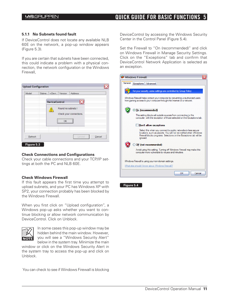 1 no subnets found fault, Quick guide for basic functions 5 | Lab.gruppen Bridge User Manual | Page 11 / 37