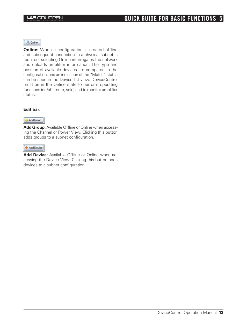 Quick guide for basic functions 5 | Lab.gruppen Bridge User Manual | Page 13 / 37