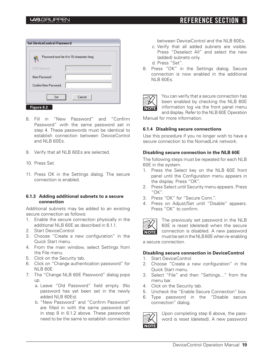 3 adding additional subnets to a secure connection, 4 disabling secure connections | Lab.gruppen Bridge User Manual | Page 19 / 37
