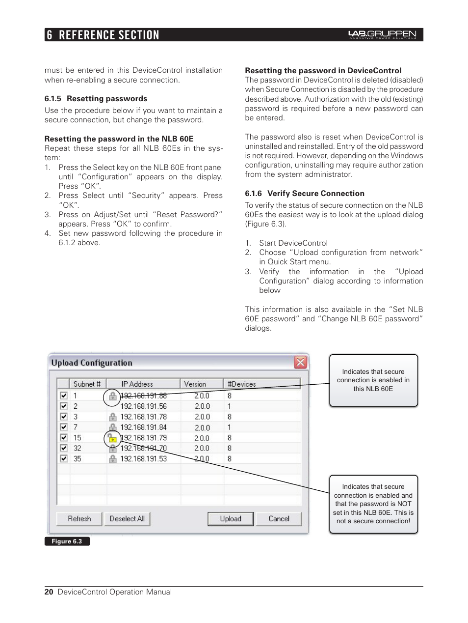 5 resetting passwords, 6 verify secure connection | Lab.gruppen Bridge User Manual | Page 20 / 37