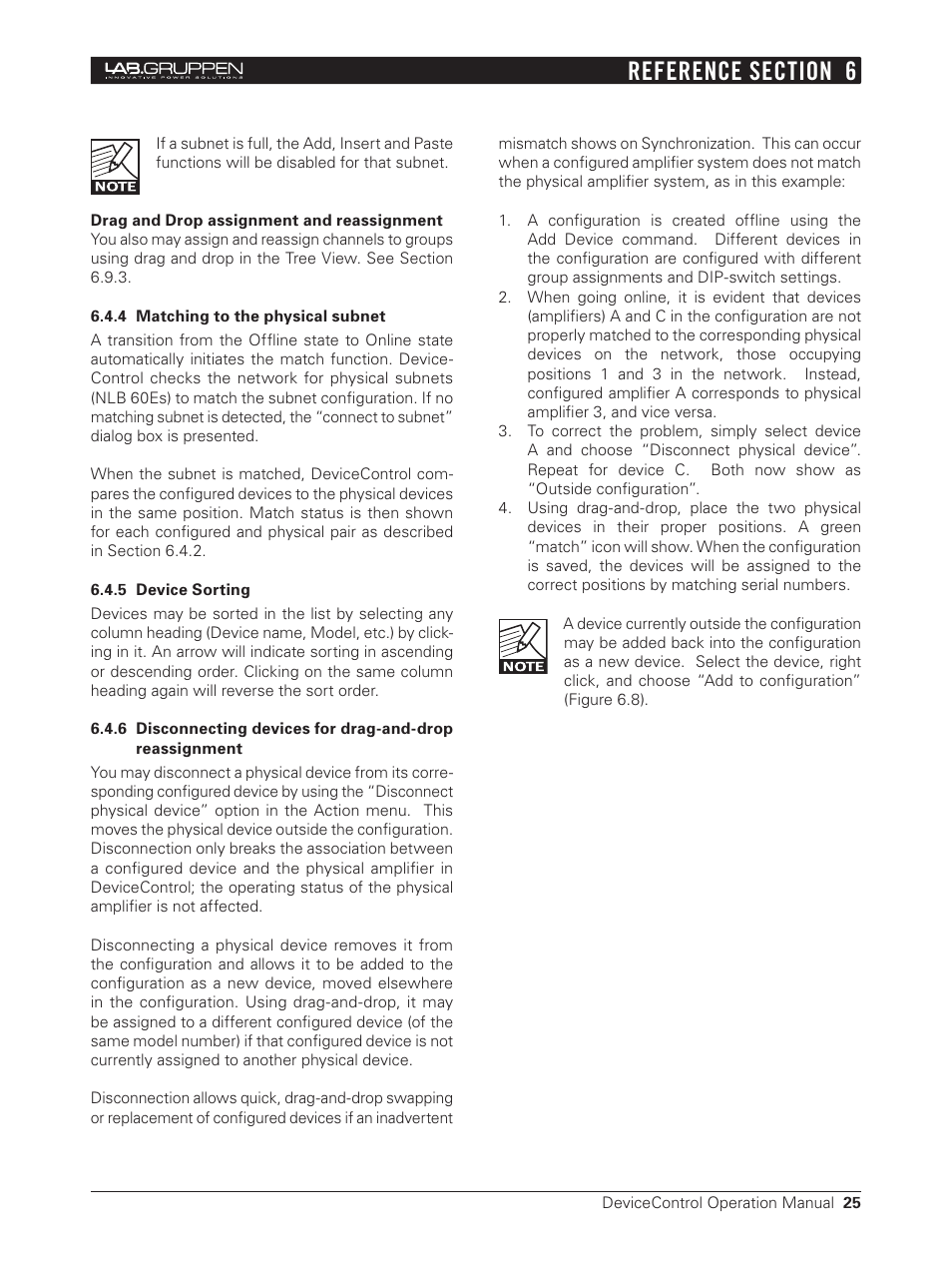 4 matching to the physical subnet, 5 device sorting | Lab.gruppen Bridge User Manual | Page 25 / 37