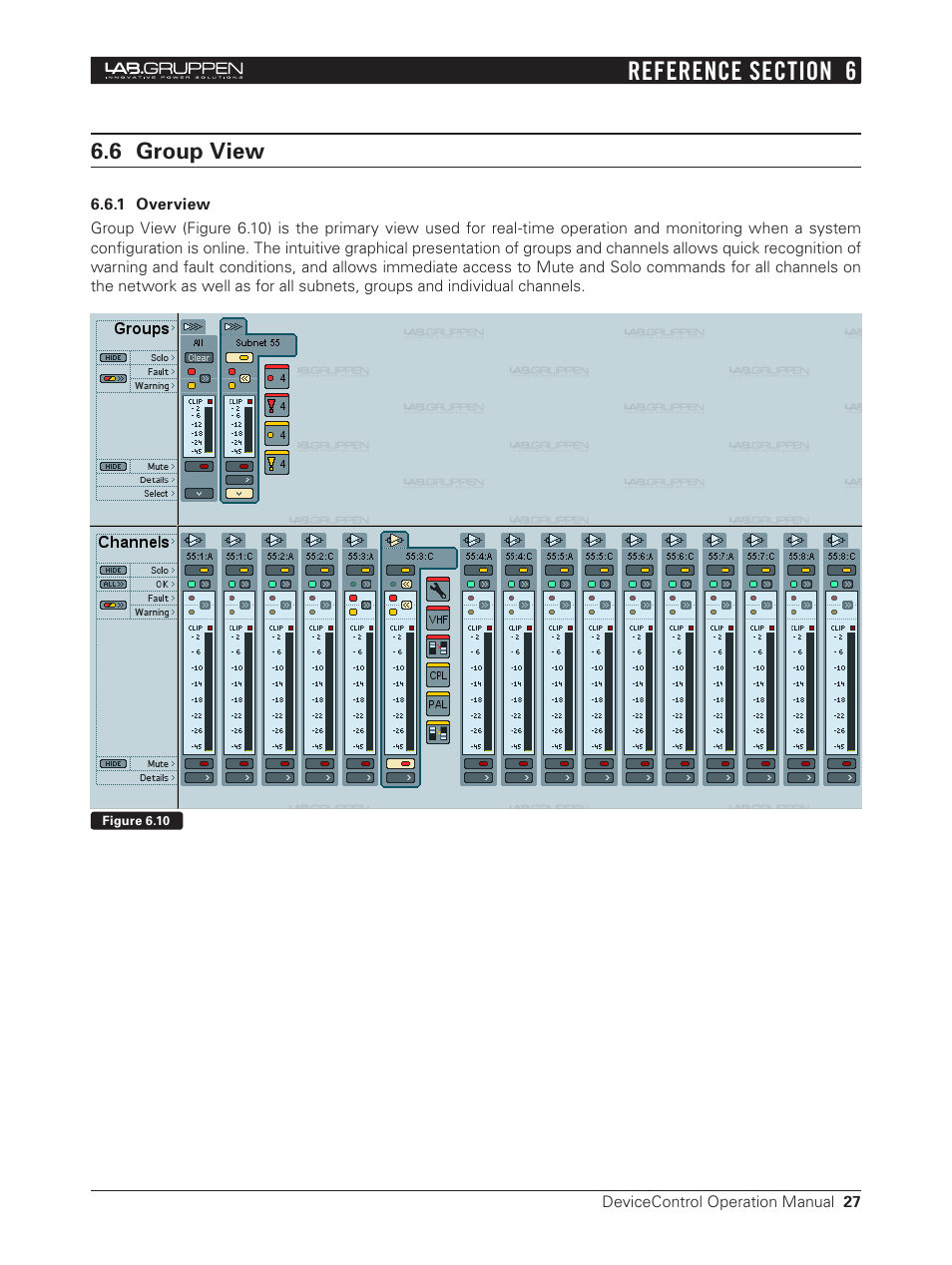 6 group view, 1 overview | Lab.gruppen Bridge User Manual | Page 27 / 37