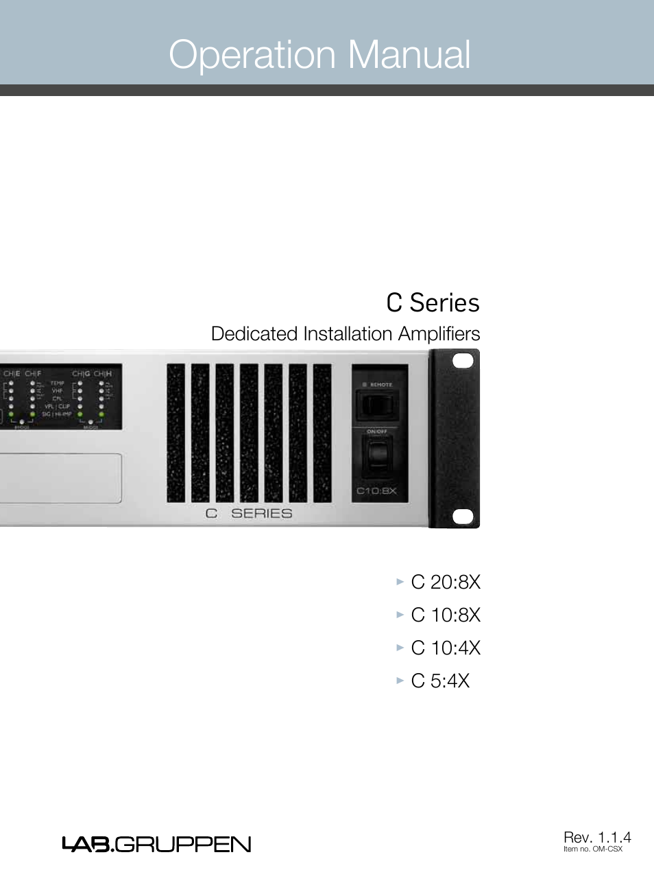 Lab.gruppen C Series 5:4X User Manual | 48 pages