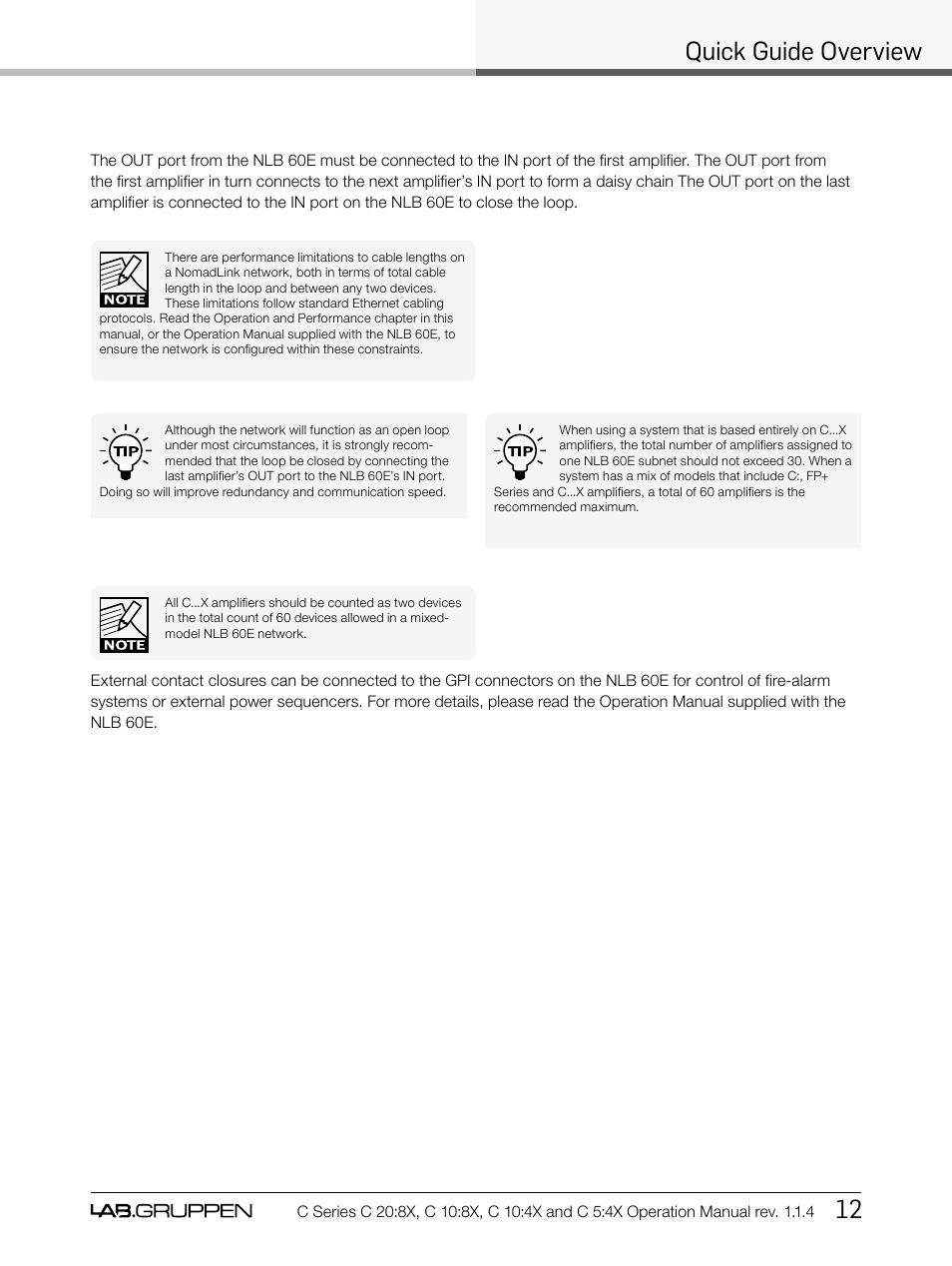 Quick guide overview 12 | Lab.gruppen C Series 5:4X User Manual | Page 19 / 48