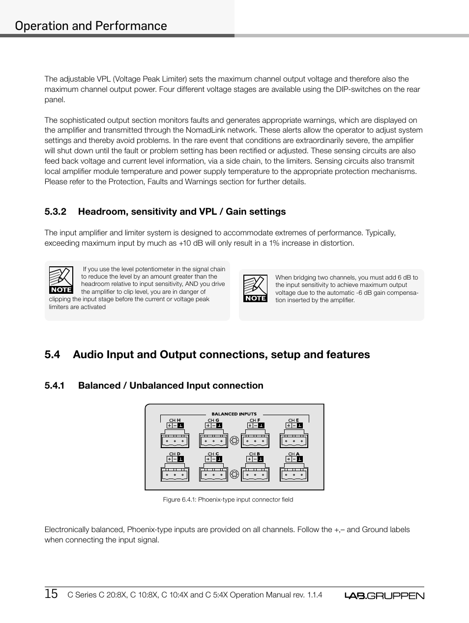 Operation and performance | Lab.gruppen C Series 5:4X User Manual | Page 22 / 48