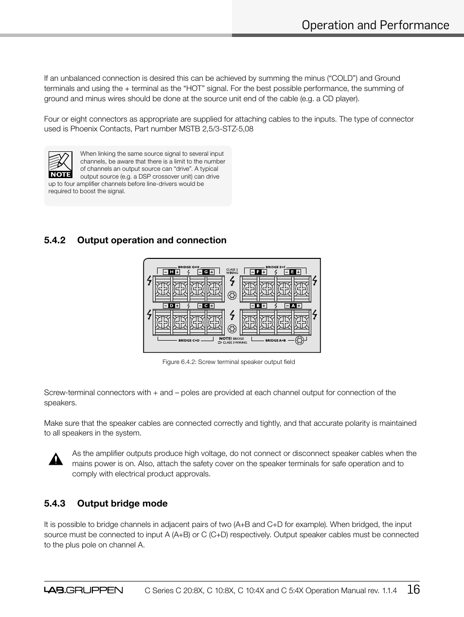 Operation and performance 16 | Lab.gruppen C Series 5:4X User Manual | Page 23 / 48