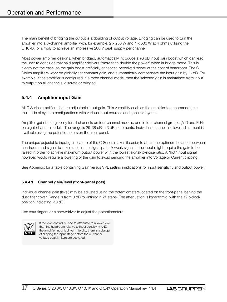 Operation and performance | Lab.gruppen C Series 5:4X User Manual | Page 24 / 48