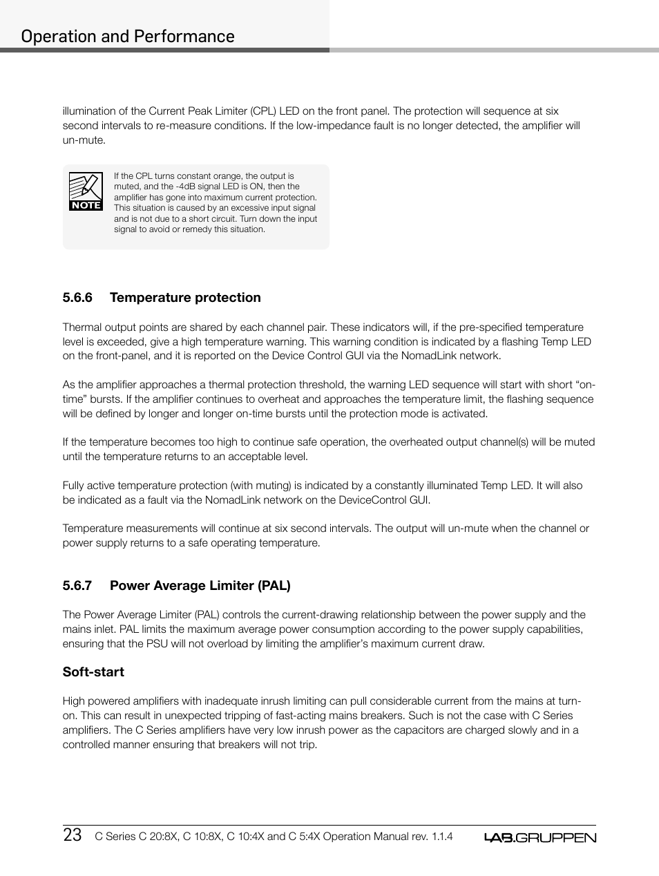 Operation and performance | Lab.gruppen C Series 5:4X User Manual | Page 30 / 48