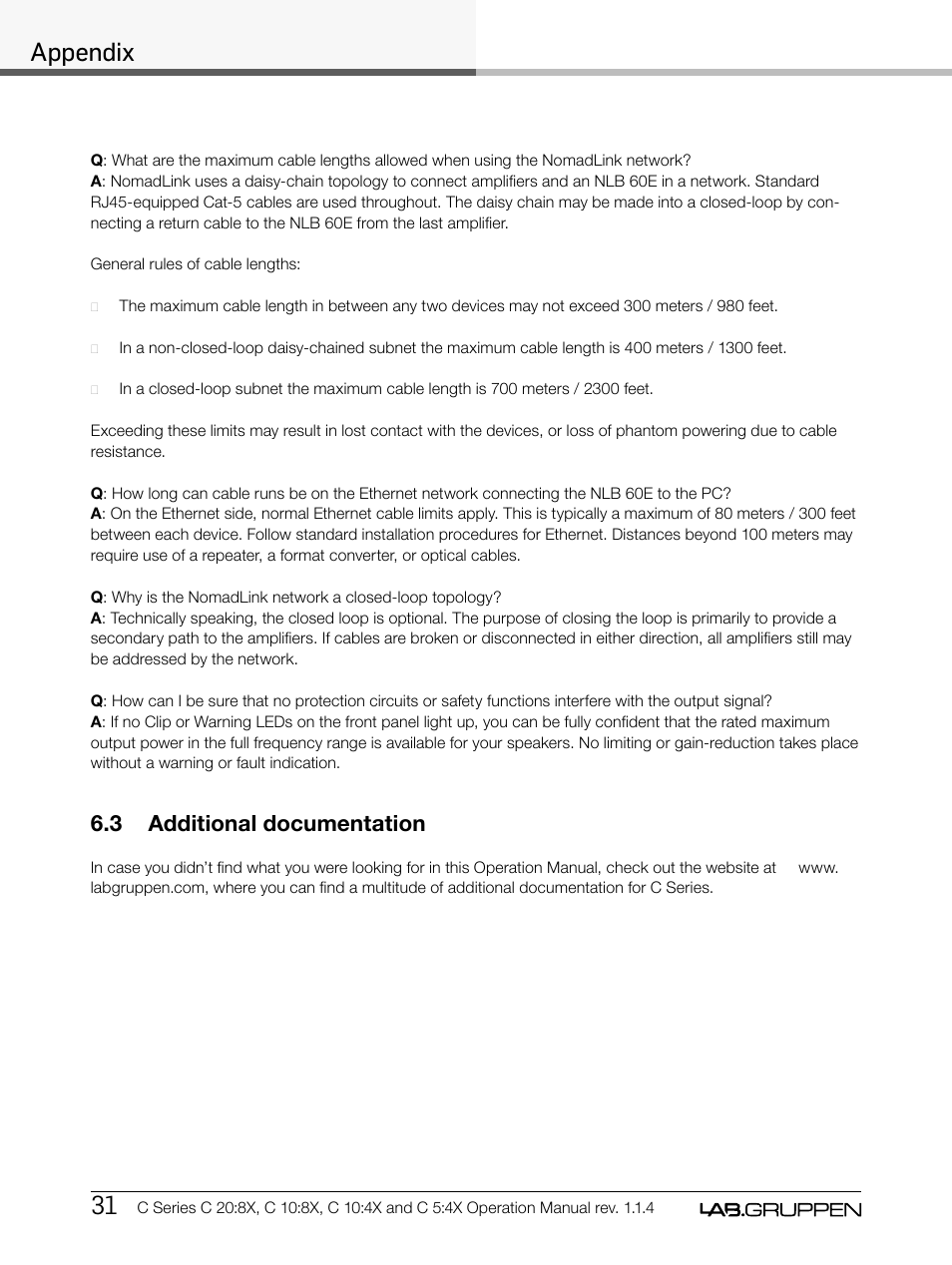 Appendix, 3 additional documentation | Lab.gruppen C Series 5:4X User Manual | Page 38 / 48