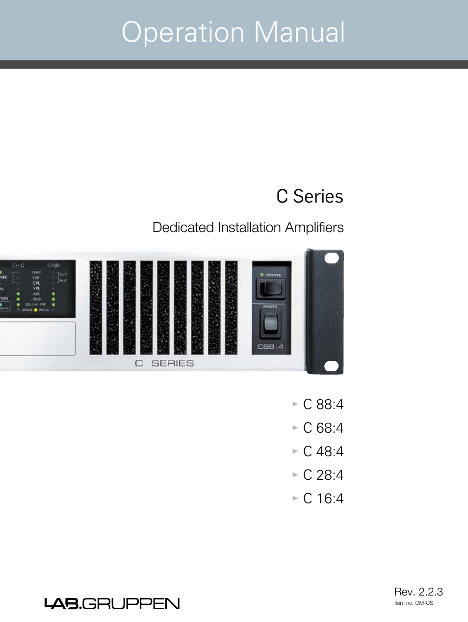 Lab.gruppen C Series 88:4 User Manual | 44 pages