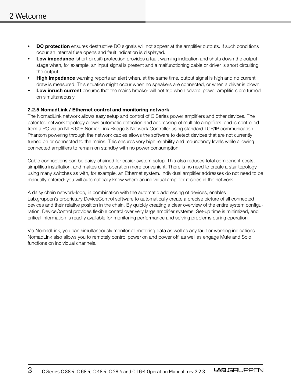 32 welcome | Lab.gruppen C Series 88:4 User Manual | Page 10 / 44