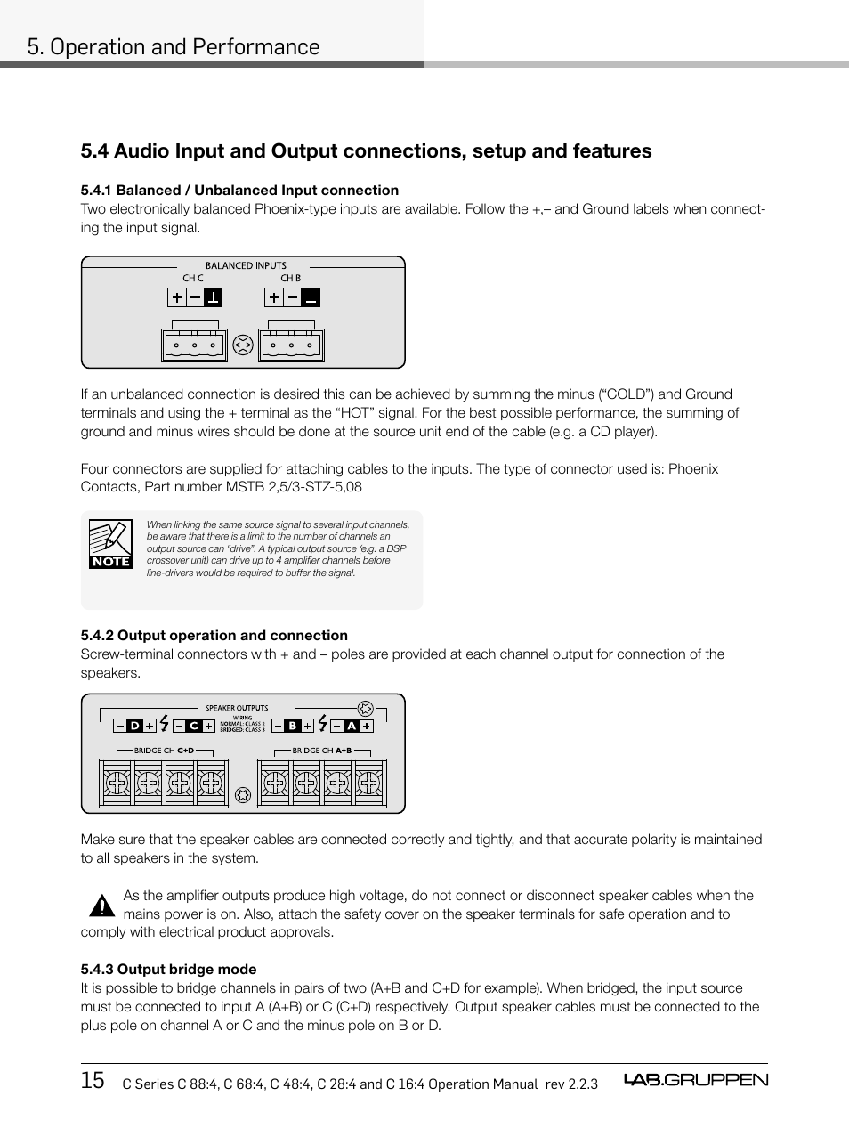 15 5. operation and performance | Lab.gruppen C Series 88:4 User Manual | Page 22 / 44