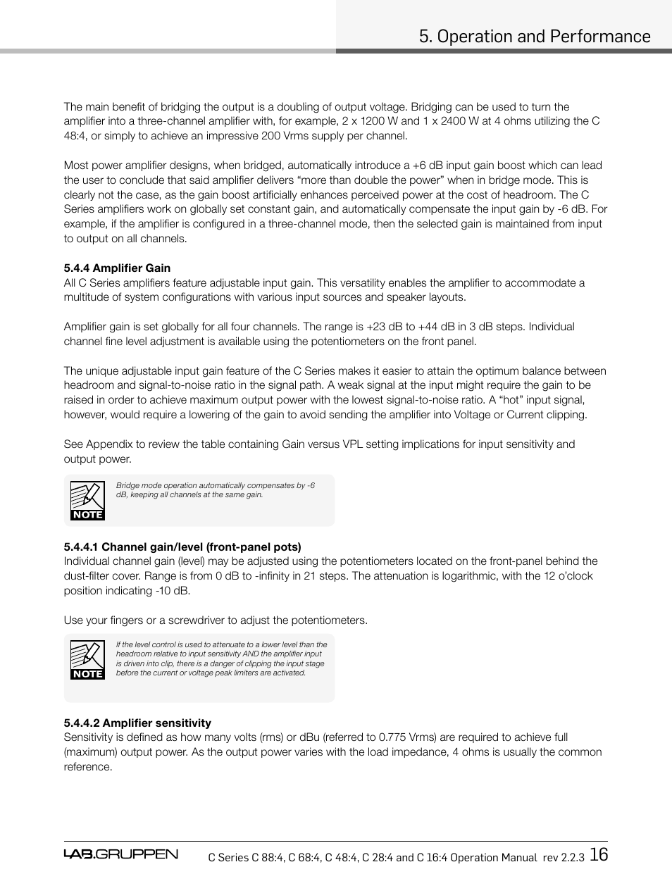 Operation and performance 16 | Lab.gruppen C Series 88:4 User Manual | Page 23 / 44