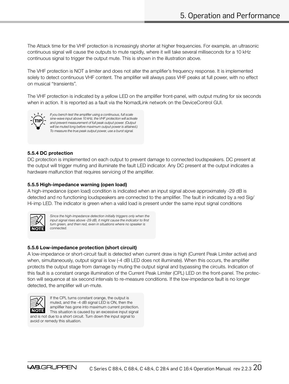Operation and performance 20 | Lab.gruppen C Series 88:4 User Manual | Page 27 / 44