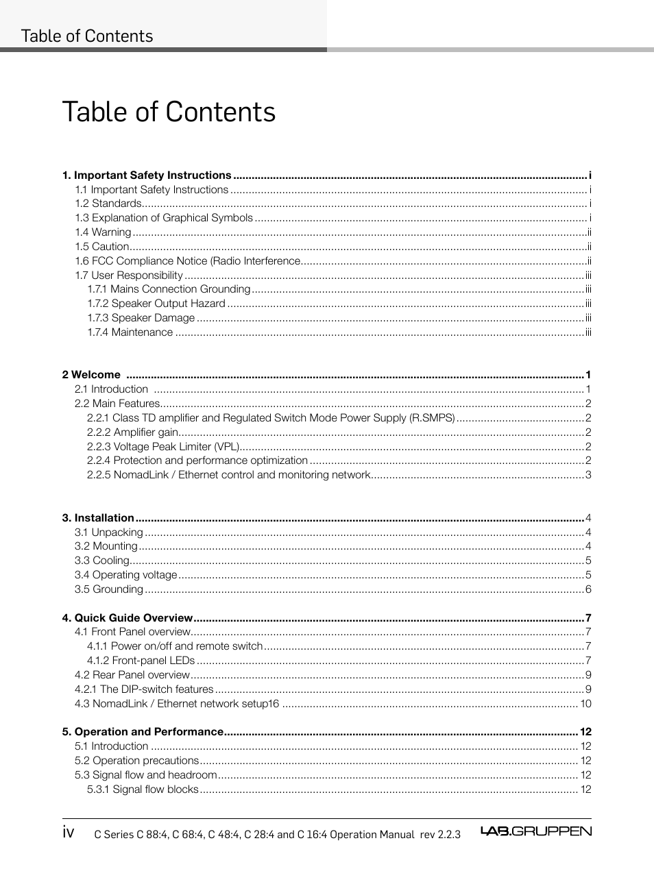 Lab.gruppen C Series 88:4 User Manual | Page 6 / 44