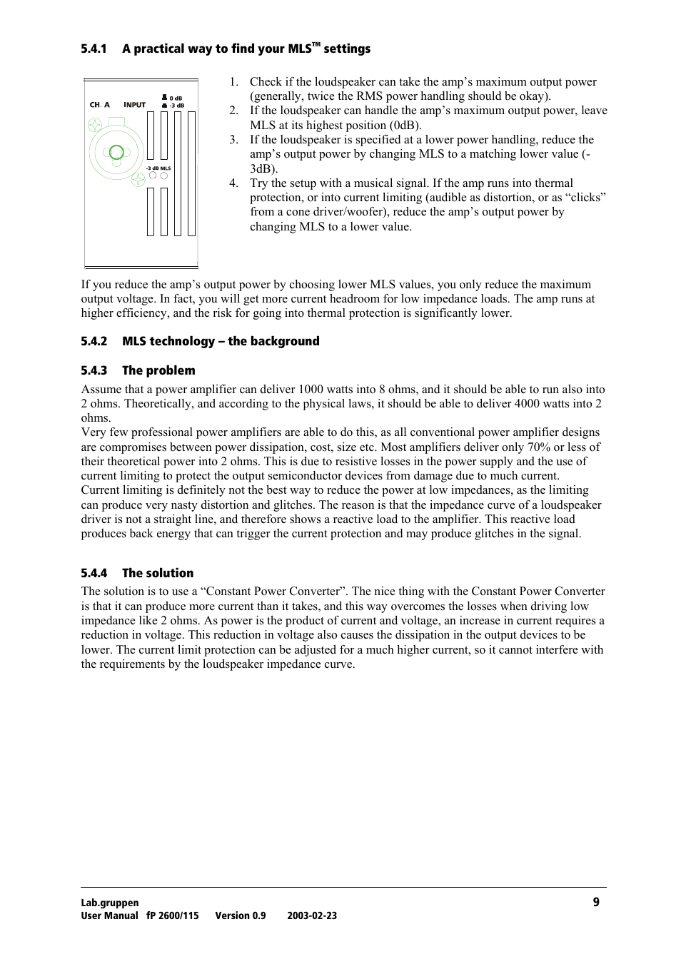 A practical way to find your mlstm settings, Mls technology – the background, The problem | The solution, A practical way to find your mls, Settings | Lab.gruppen fP2600 User Manual | Page 10 / 19