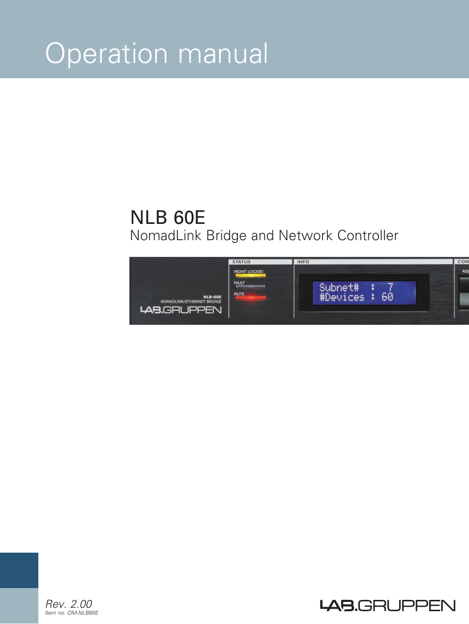 Lab.gruppen NLB 60E NomadLink User Manual | 35 pages