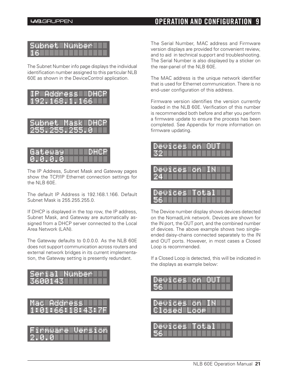 Operation and configuration 9 | Lab.gruppen NLB 60E NomadLink User Manual | Page 21 / 35
