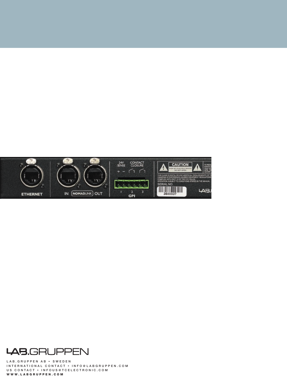 Lab.gruppen NLB 60E NomadLink User Manual | Page 35 / 35