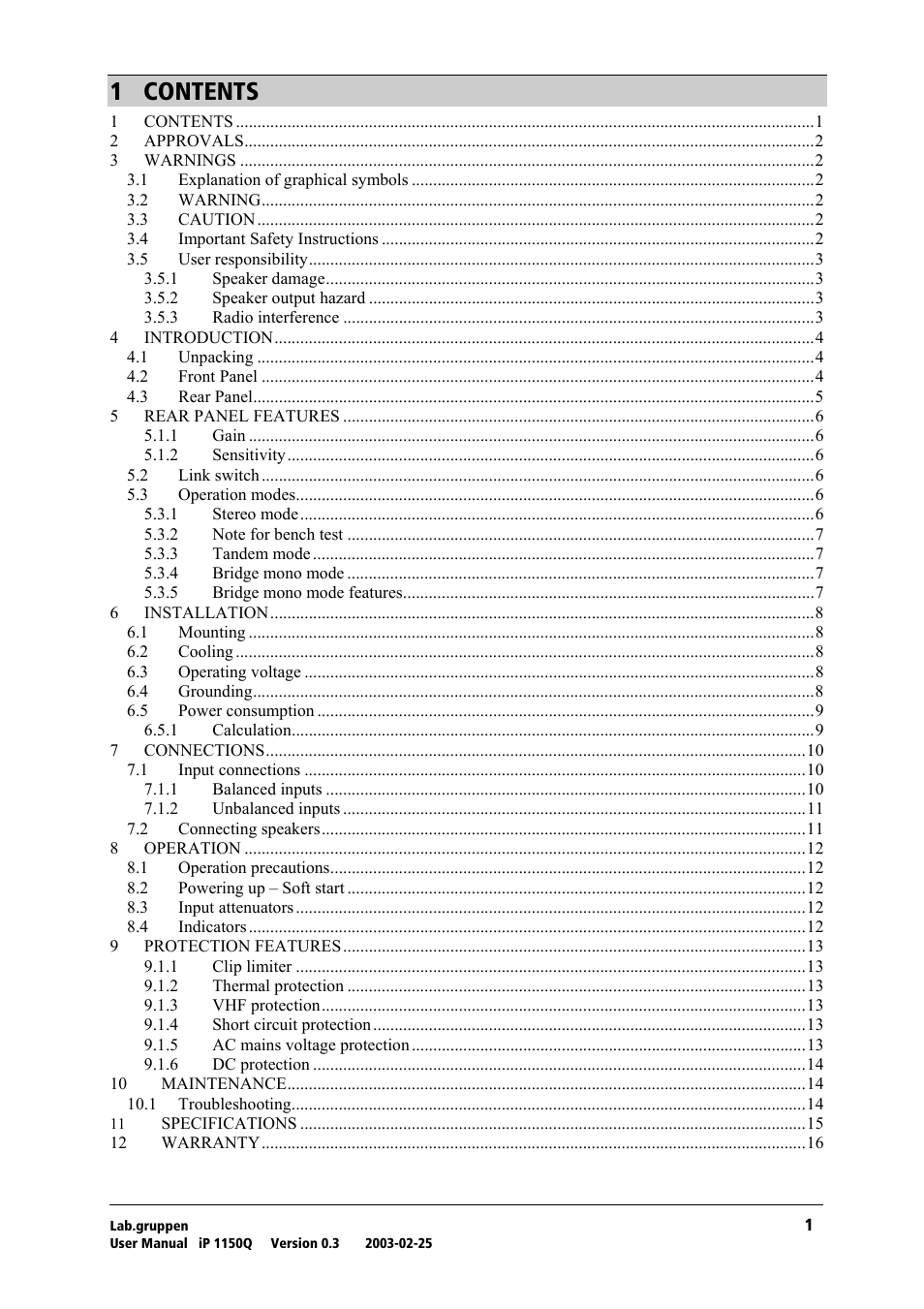 Lab.gruppen iP 1150Q User Manual | Page 2 / 17