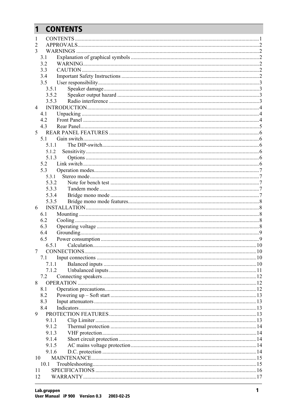Lab.gruppen iP 900 User Manual | Page 2 / 18