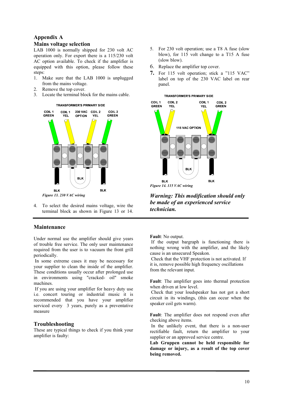 Lab.gruppen LAB 1000 User Manual | Page 10 / 11