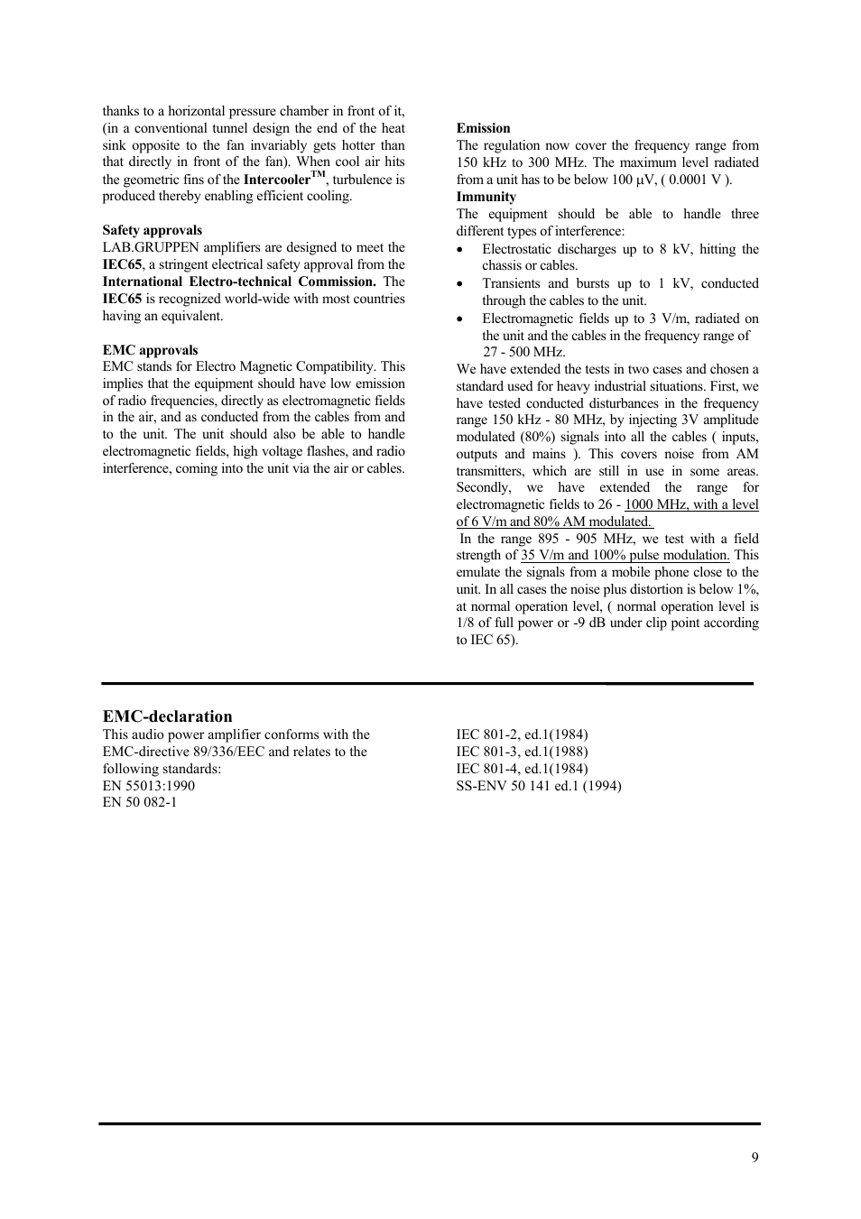 Lab.gruppen LAB 1000 User Manual | Page 9 / 11