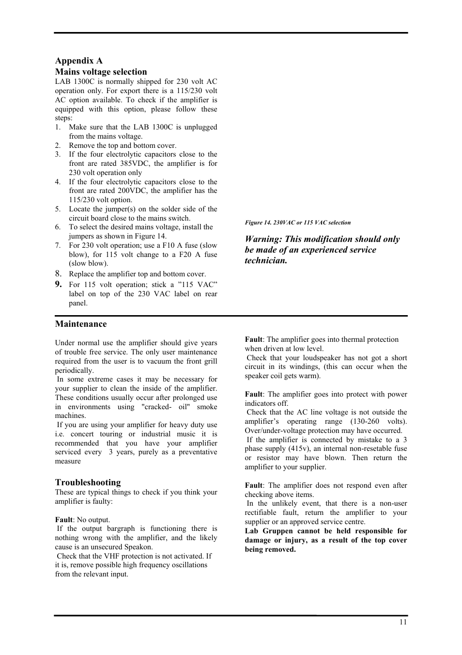 Lab.gruppen LAB 1300C User Manual | Page 11 / 12
