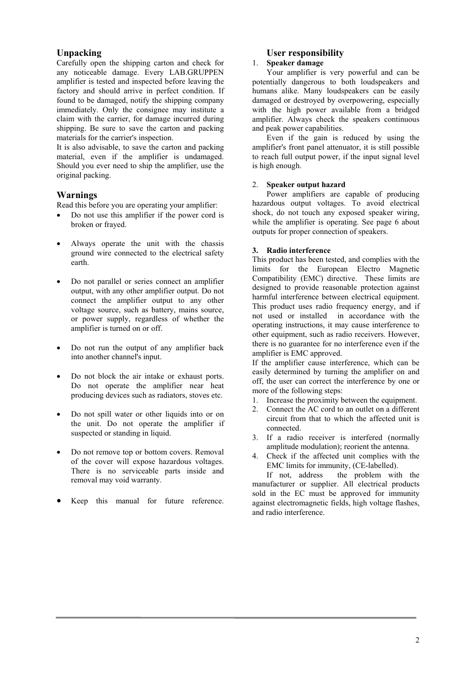 Lab.gruppen LAB 1600 User Manual | Page 2 / 13