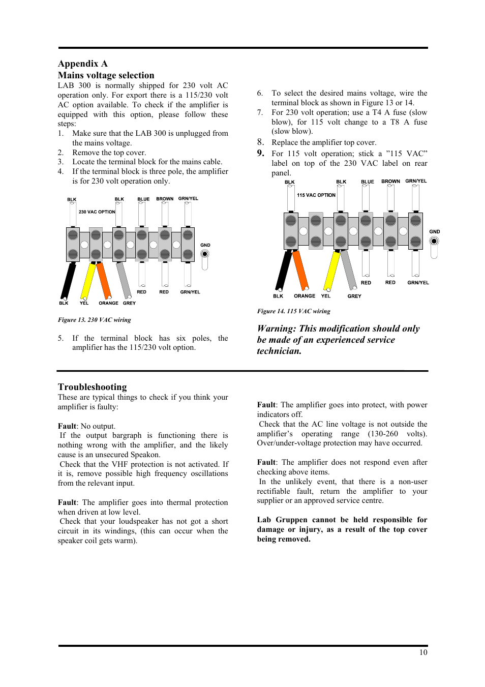 Lab.gruppen LAB 300 User Manual | Page 10 / 11