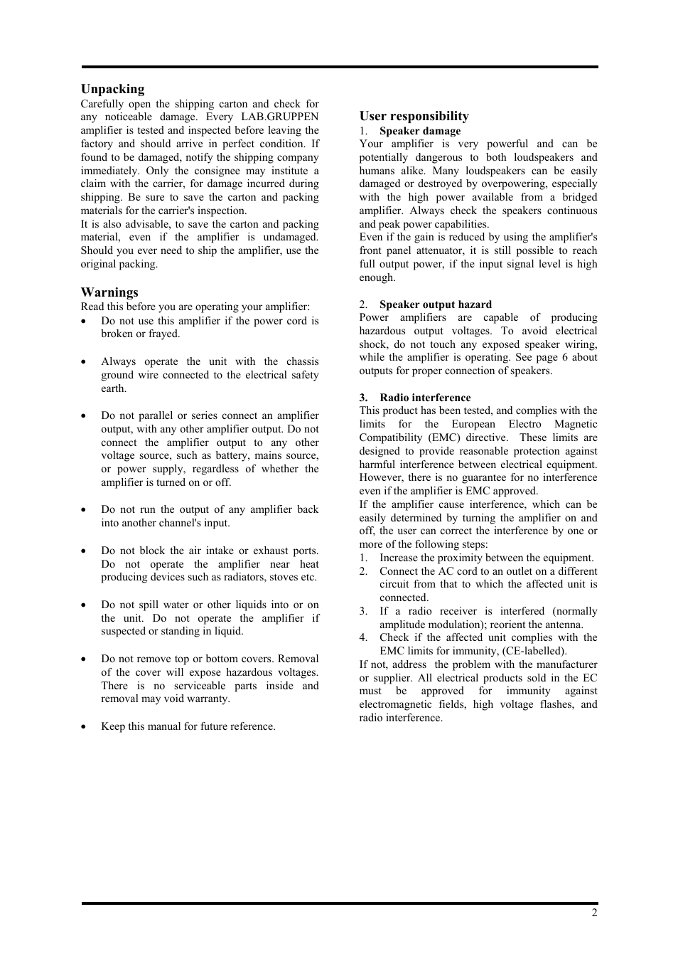 Lab.gruppen LAB 300 User Manual | Page 2 / 11