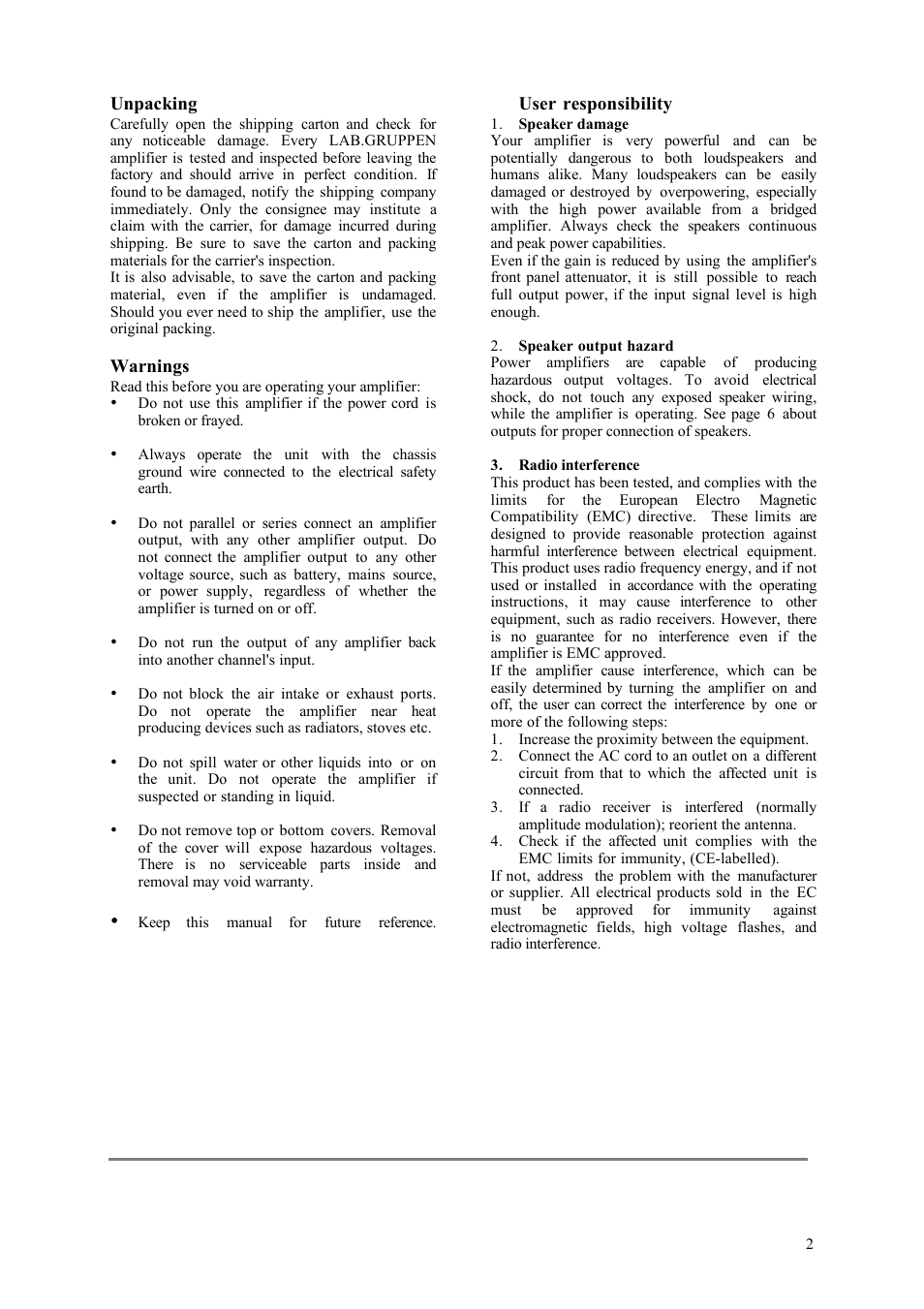 Lab.gruppen LAB 4000 User Manual | Page 2 / 13