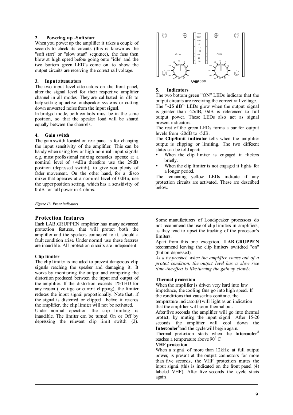 Protection features | Lab.gruppen LAB 4000 User Manual | Page 9 / 13