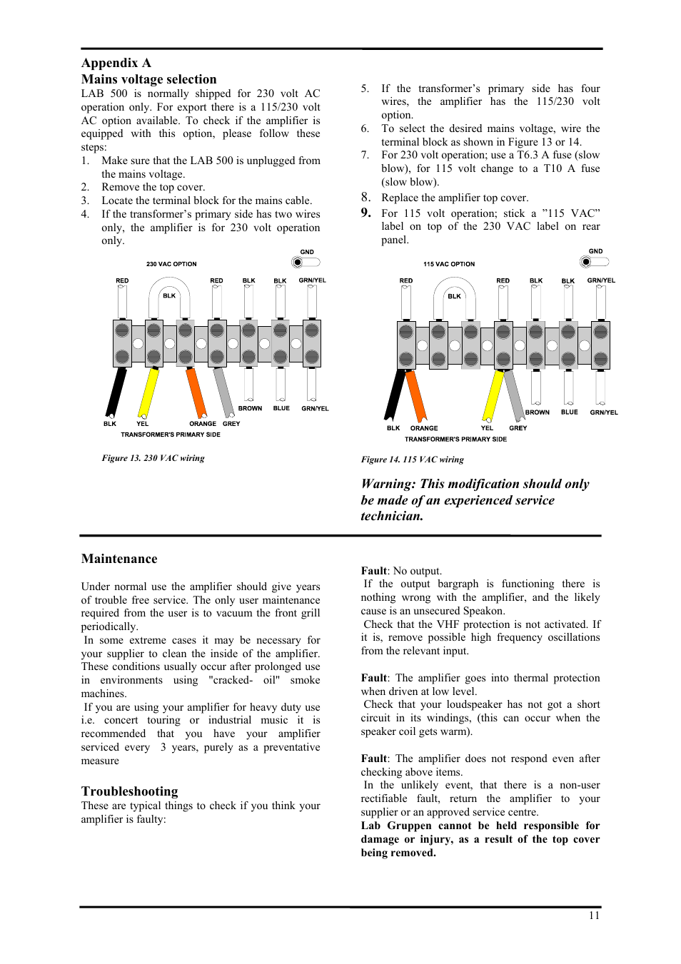 Lab.gruppen LAB 500 User Manual | Page 11 / 12