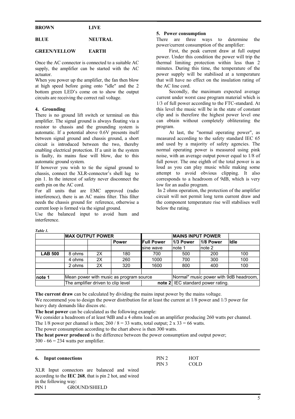 Lab.gruppen LAB 500 User Manual | Page 5 / 12