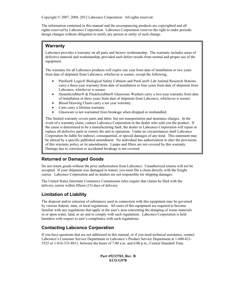 Labconco XPert Weigh Boxes 5220331 User Manual | Page 2 / 55