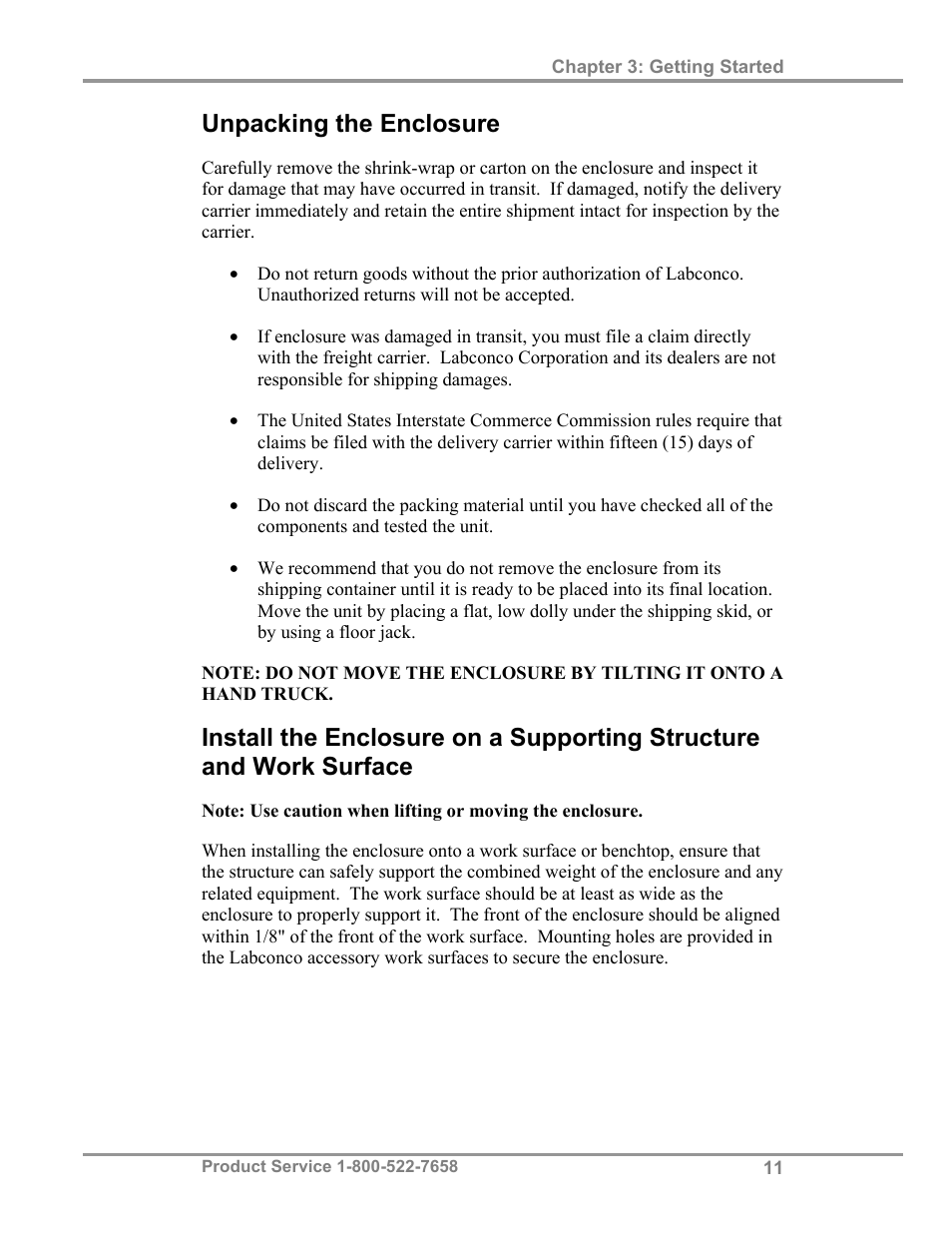 Unpacking the enclosure | Labconco XVS Ventilation Stations 4865060 User Manual | Page 15 / 59