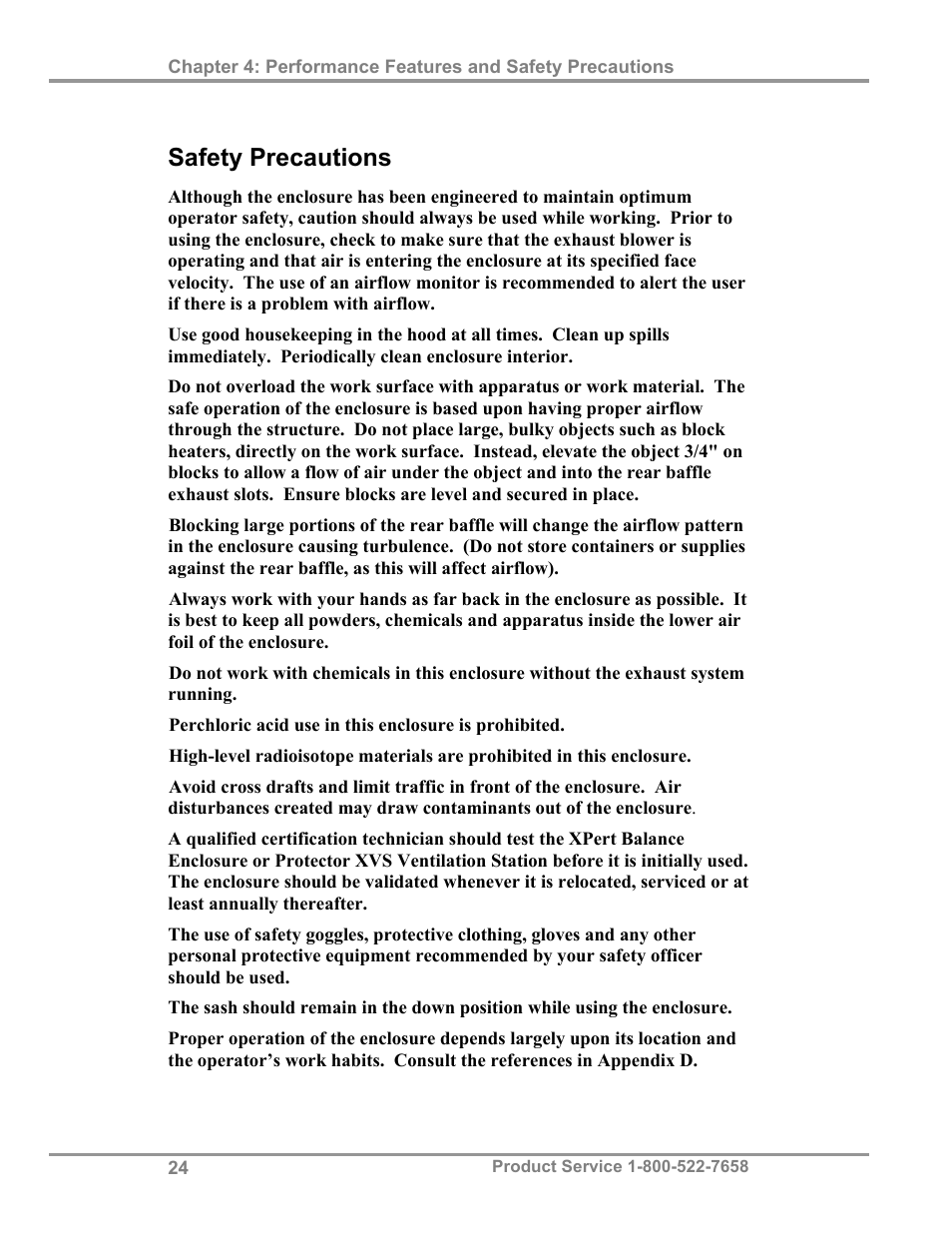 Safety precautions | Labconco XVS Ventilation Stations 4865060 User Manual | Page 28 / 59