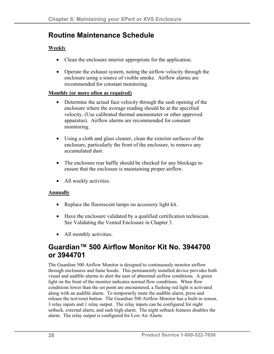 Routine maintenance schedule | Labconco XVS Ventilation Stations 4865060 User Manual | Page 32 / 59