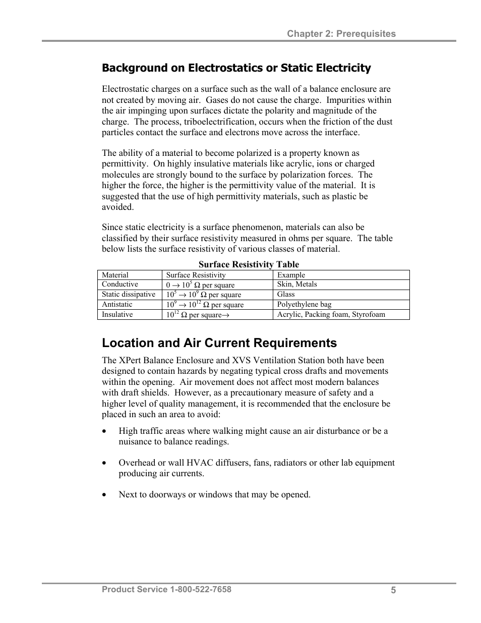 Location and air current requirements, Background on electrostatics or static electricity | Labconco XVS Ventilation Stations 4865060 User Manual | Page 9 / 59