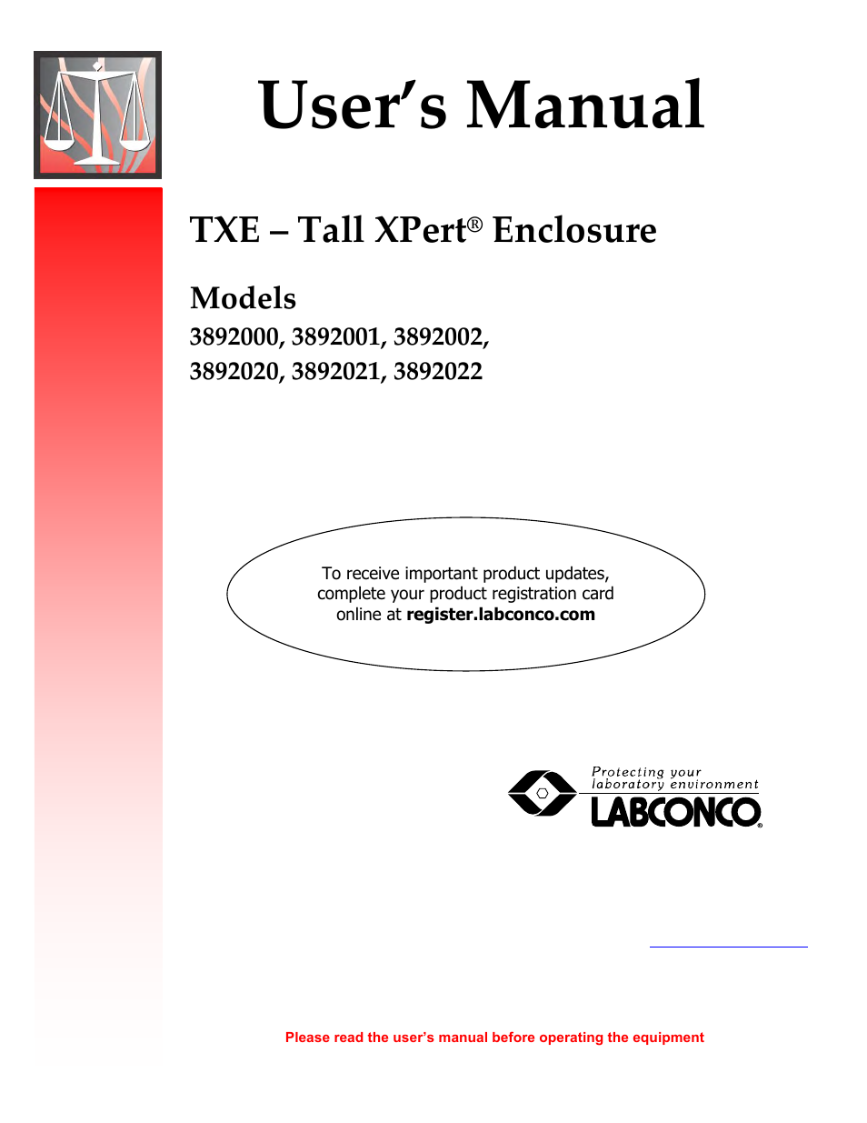 Labconco TXE Tall XPerEnclosure 3892022 User Manual | 48 pages