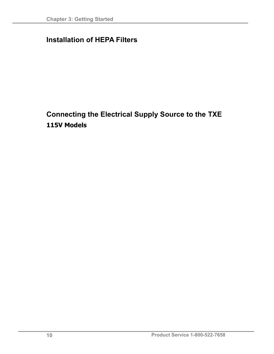 Installation of hepa filters, Connecting the electrical supply source to the txe | Labconco TXE Tall XPerEnclosure 3892022 User Manual | Page 14 / 48