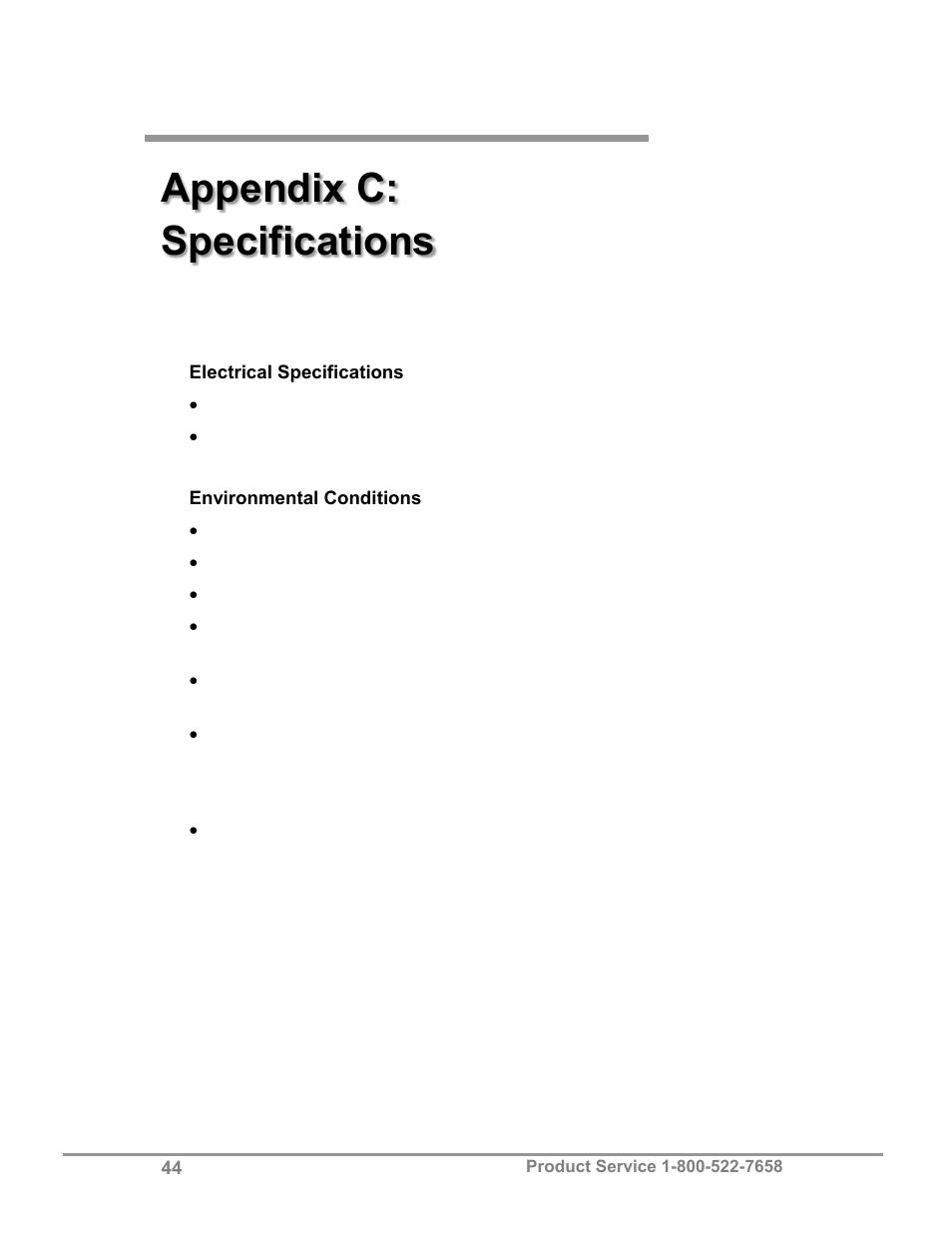 Appendix c: specifications | Labconco TXE Tall XPerEnclosure 3892022 User Manual | Page 48 / 48