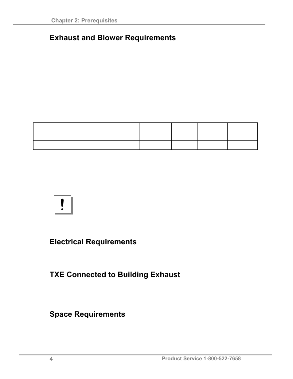 Exhaust and blower requirements, Electrical requirements, Txe connected to building exhaust | Space requirements | Labconco TXE Tall XPerEnclosure 3892022 User Manual | Page 8 / 48