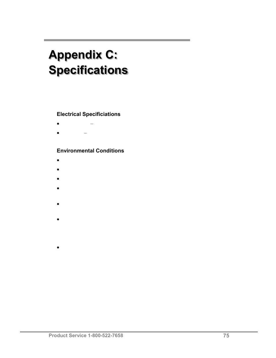 Appendix c: specifications | Labconco XPert Filtered Balance Stations 3962622 User Manual | Page 79 / 81