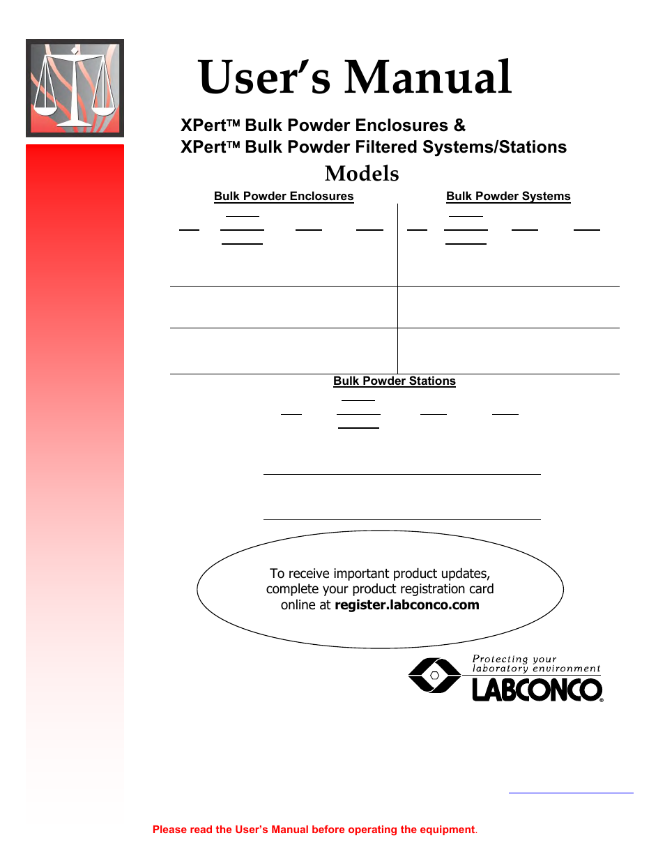 Labconco Bulk Powder Stations 3962622 User Manual | 48 pages