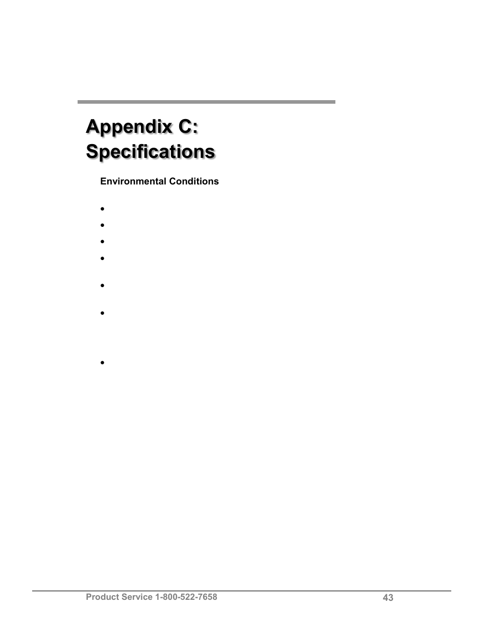 Appendix c: specifications | Labconco Bulk Powder Stations 3962622 User Manual | Page 47 / 48