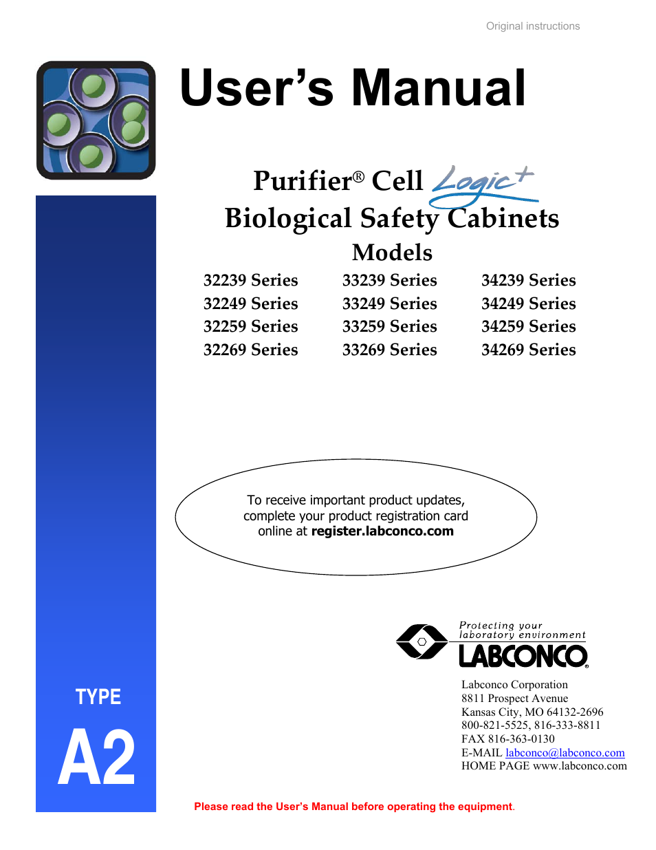 Labconco Biological Safety Cabinets 34269 Series User Manual | 77 pages